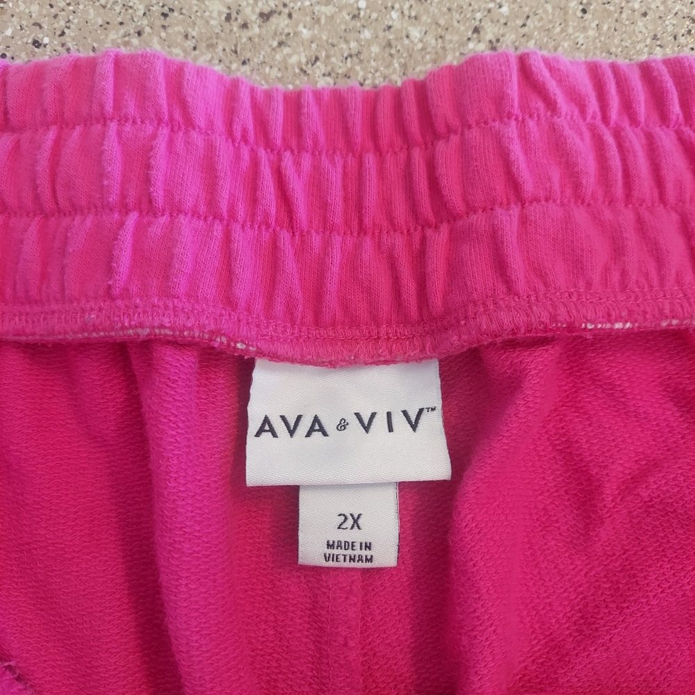 Ava and Viv 2x pink shorts plus size drawstring summer stretchy cute gym - Picture 3 of 6